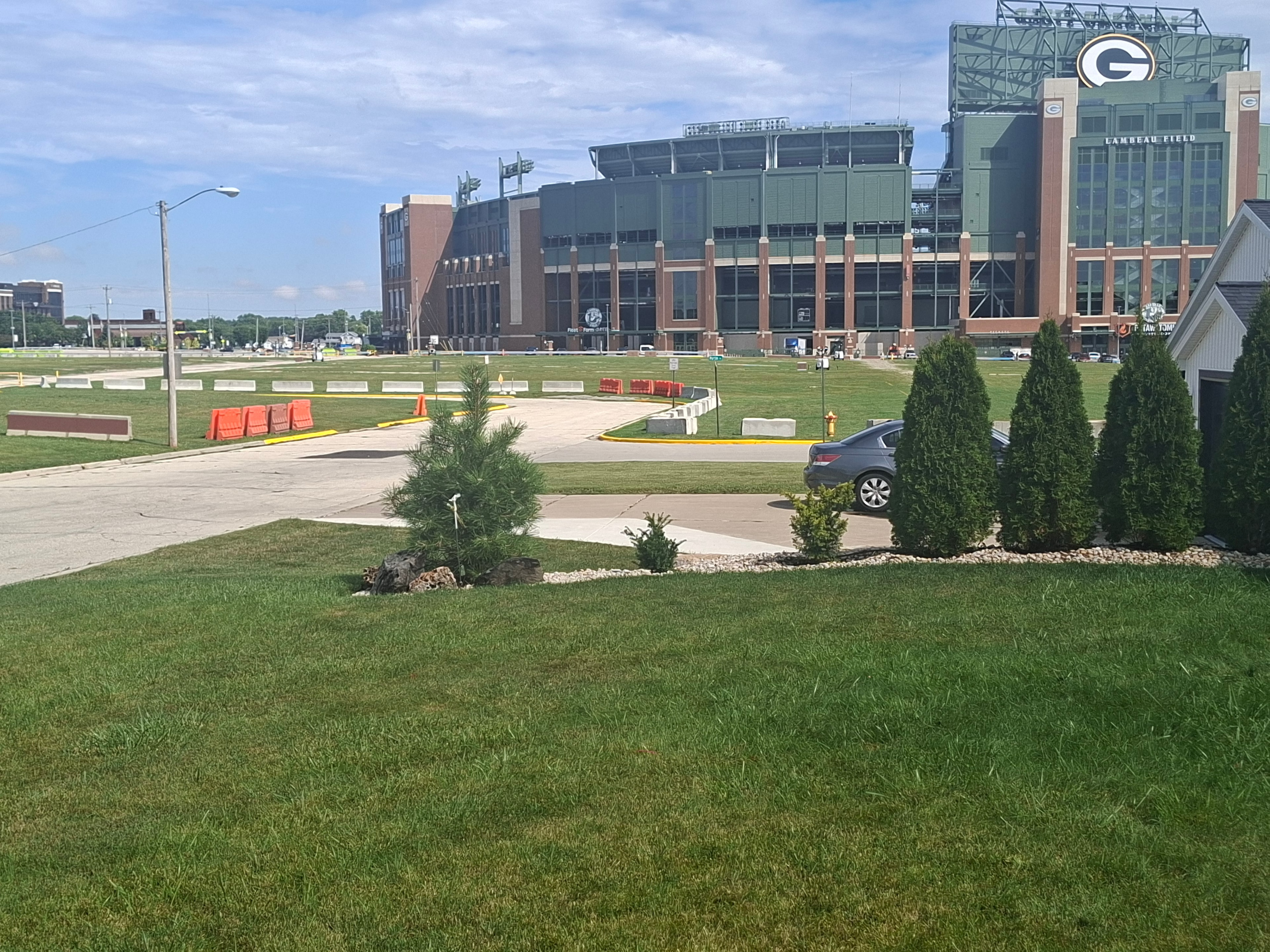 Best View Lambeau Parking lot with Lambeau Field in the background